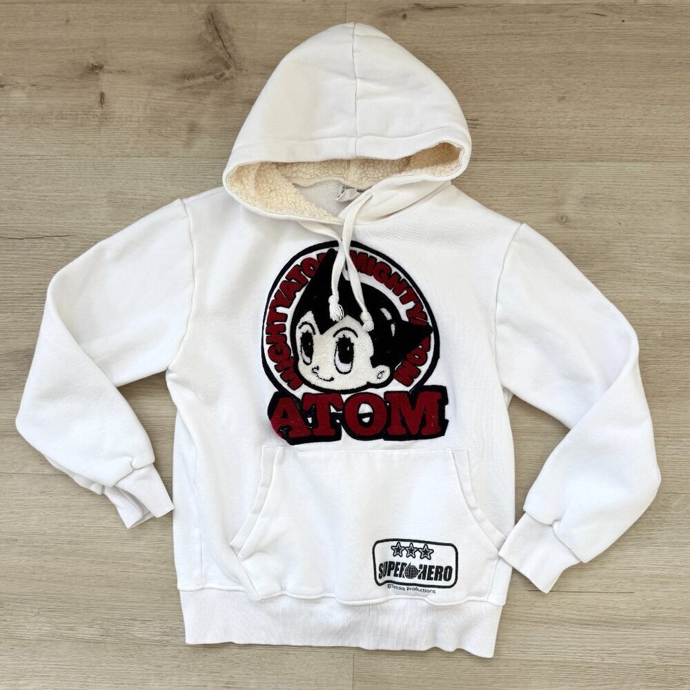 Astro Boy Hoodie Sweatshirt Tezuka Productions Superhero White Sherpa Medium
